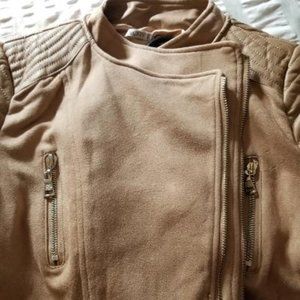 tan sporty leather jacket